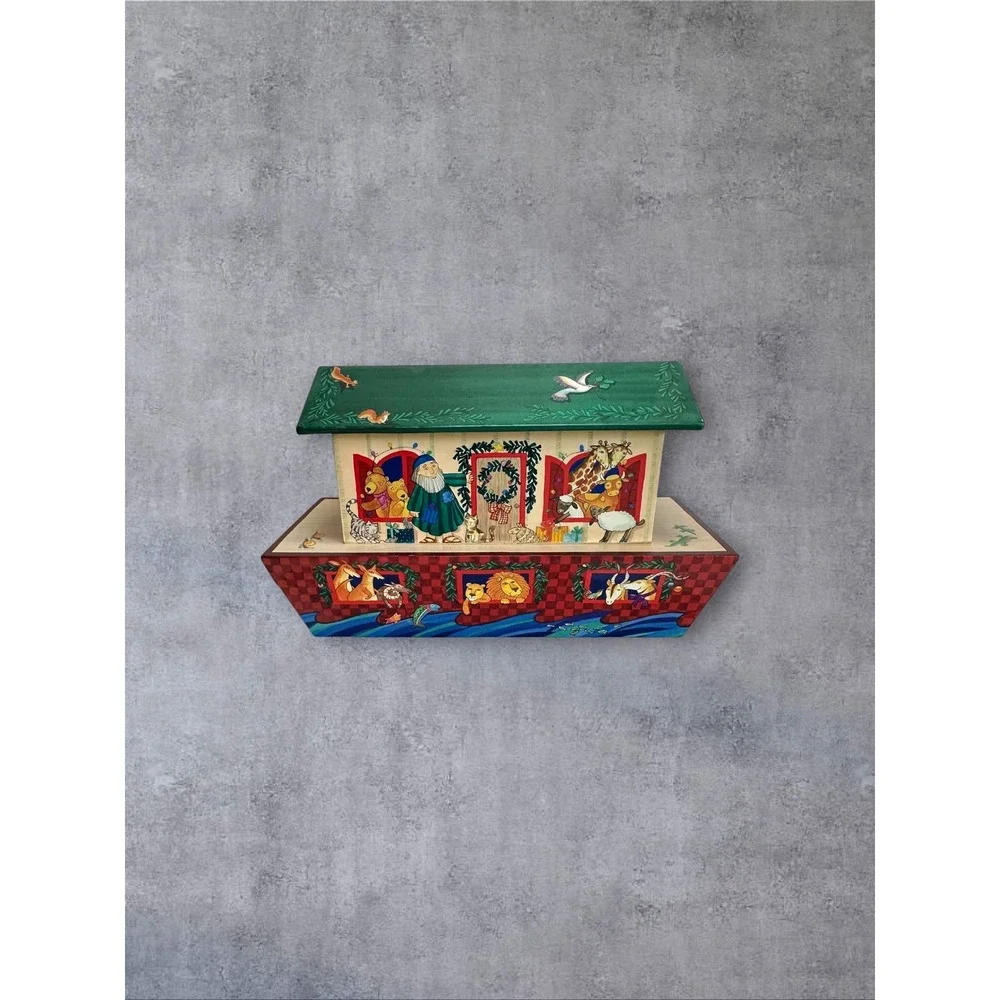 Hallmark Noahs Ark Decorative Gift Box Christmas Nursery Storage Multicolor